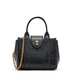 Marc Jacobs The Mini Turnlock Leather Crossbody Tote Bag In Black